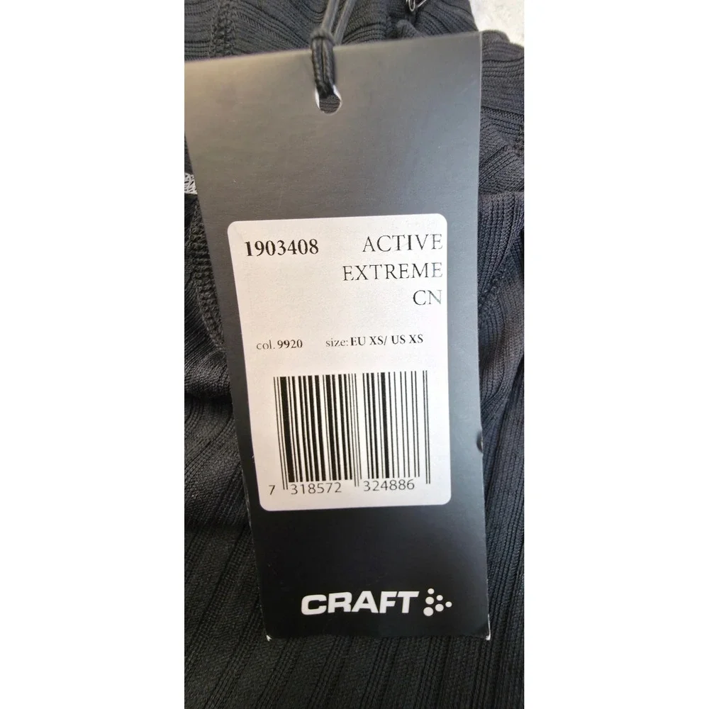Craft Active Extreme CN Base Layer Top XS Black Ribbed Mock Neck Nwt